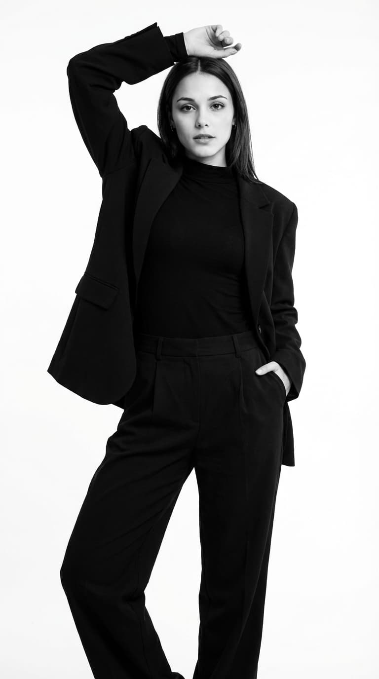 Black And White Studio Fashion Portrait Minimal Blazer Look